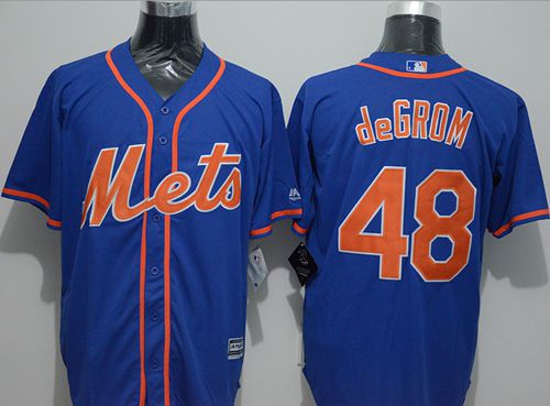 Mets #48 Jacob DeGrom Blue New Cool Base Alternate Home Stitched MLB Jersey - Click Image to Close